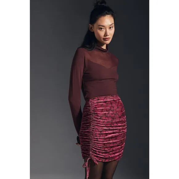 Anthropologie Ruched Velvet Skirt - New Medium