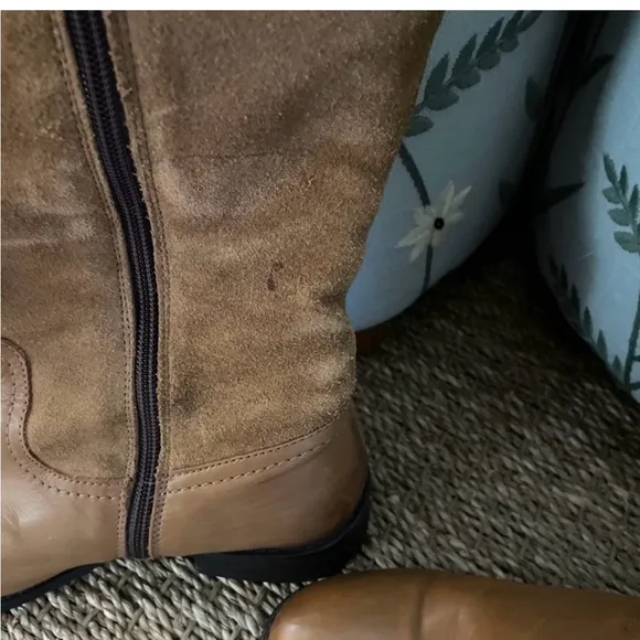 Anthropologie Seychelles camel brown leather &amp; suede tall riding boots 6