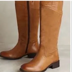 Anthropologie Seychelles camel brown leather &amp; suede tall riding boots 6