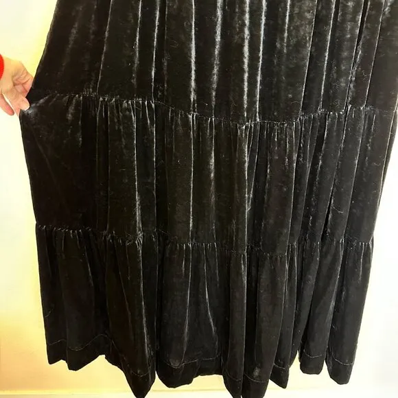 Anthropologie Somerset Velvet Maxi Dress with Pockets in Black Size 2X