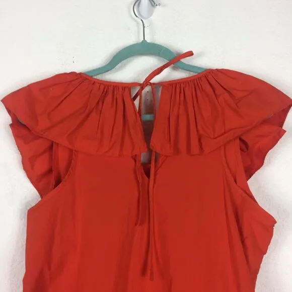 Anthropologie WHIT TWO Flouncy Ruffled Orange Oversized Nap Maxi Dress XS