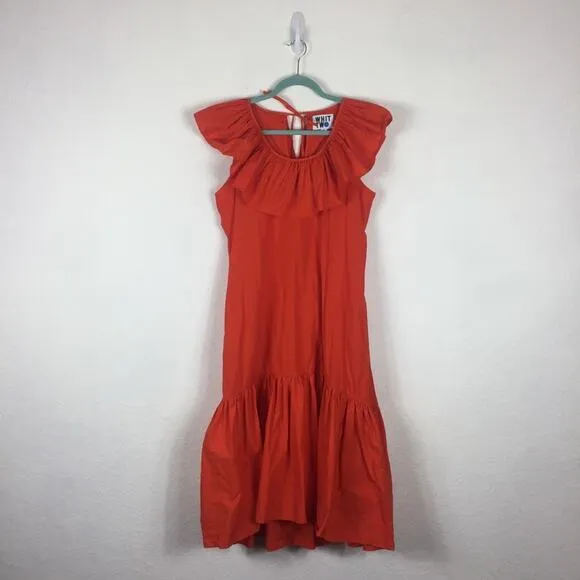 Anthropologie WHIT TWO Flouncy Ruffled Orange Oversized Nap Maxi Dress XS