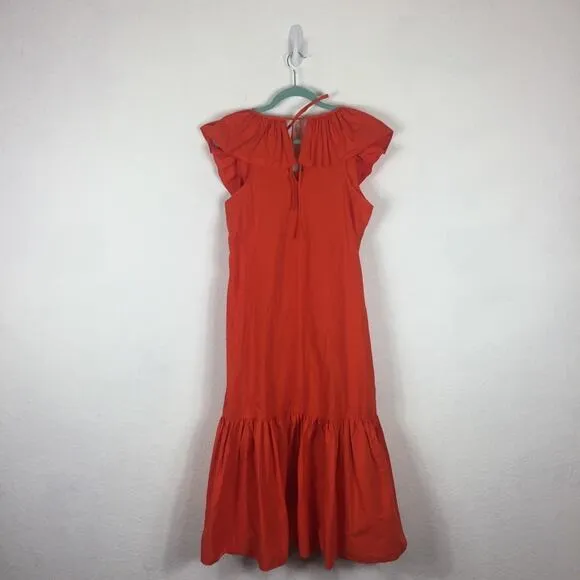 Anthropologie WHIT TWO Flouncy Ruffled Orange Oversized Nap Maxi Dress XS