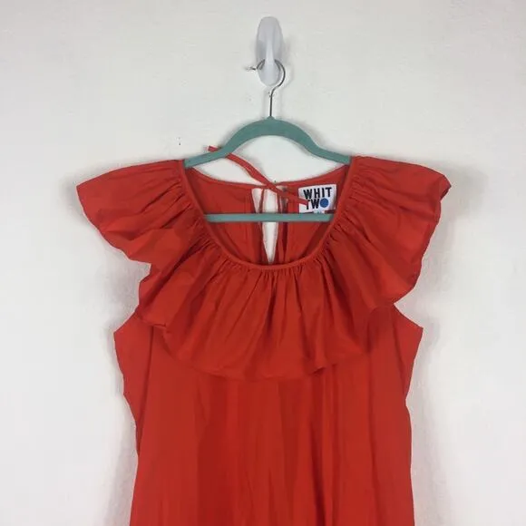 Anthropologie WHIT TWO Flouncy Ruffled Orange Oversized Nap Maxi Dress XS