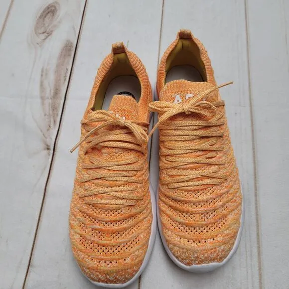 APL Techloom wave trainers orange knit sneaker shoes
