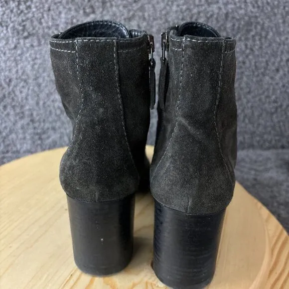 Aquatalia Indira Ankle Boots Womens 7 Gray Suede Water Resistant Made in Italy
