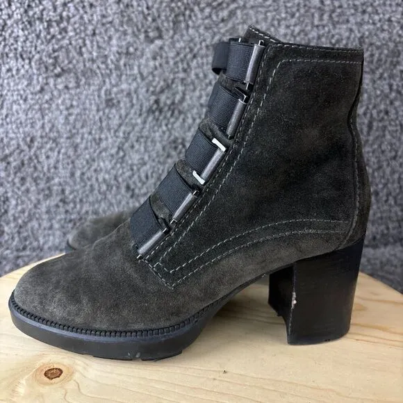 Aquatalia Indira Ankle Boots Womens 7 Gray Suede Water Resistant Made in Italy