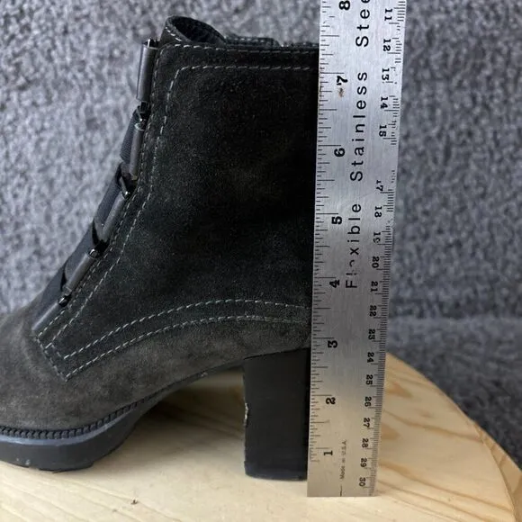 Aquatalia Indira Ankle Boots Womens 7 Gray Suede Water Resistant Made in Italy