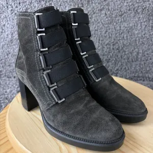 Aquatalia Indira Ankle Boots Womens 7 Gray Suede Water Resistant Made in Italy