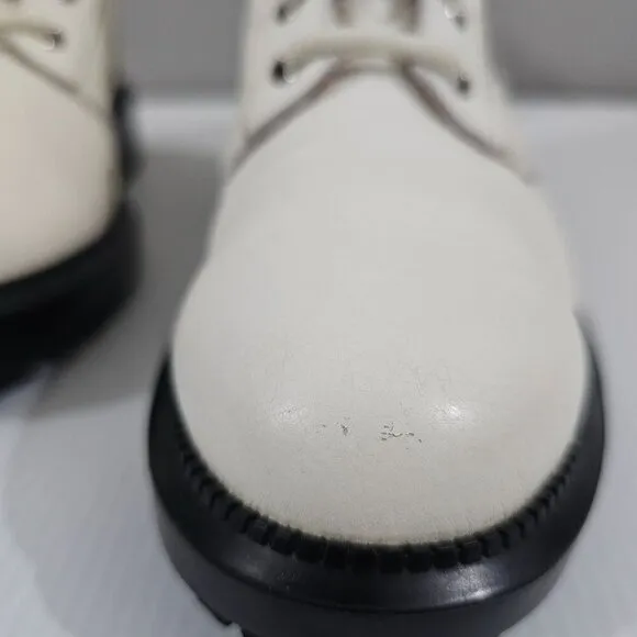 Aquatalia Laila Water Resistant Ankle Bootie Lug Sole Ivory White Leather 6
