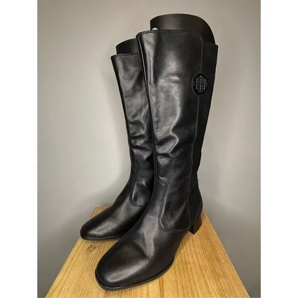 Ara Women's High Soft Knee High Boots Black 12-11817 XXL-Shaft Sz 9.5 NWOB
