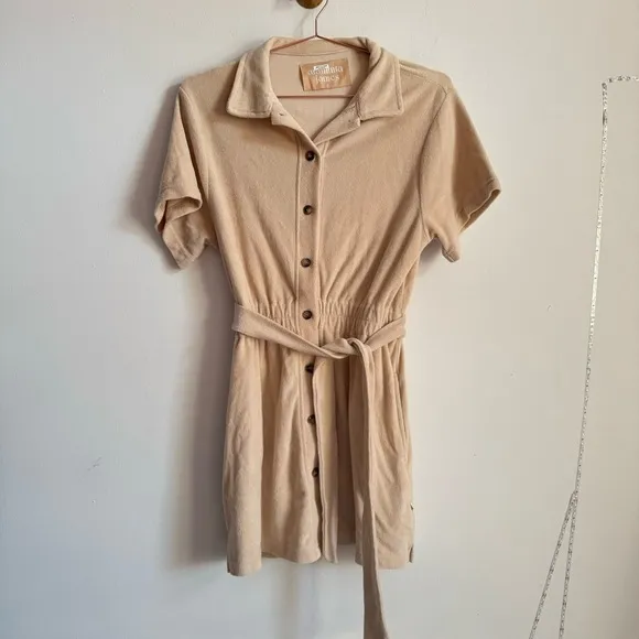Araminta James Terry Towelling Dress In Biscuit