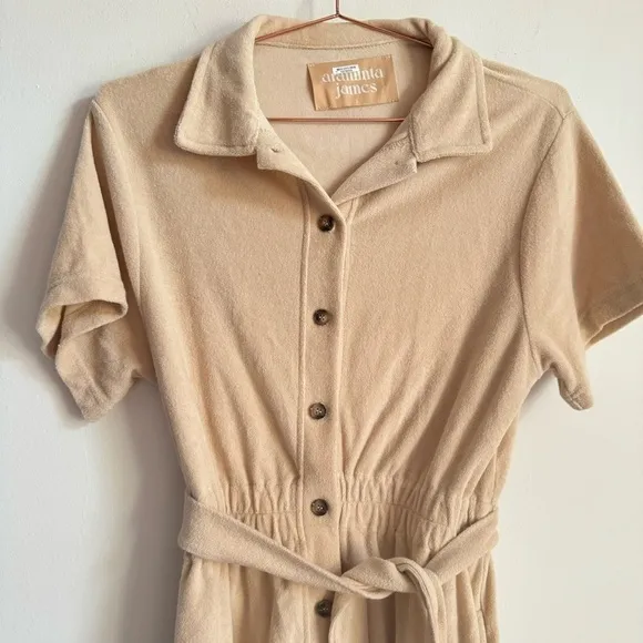 Araminta James Terry Towelling Dress In Biscuit