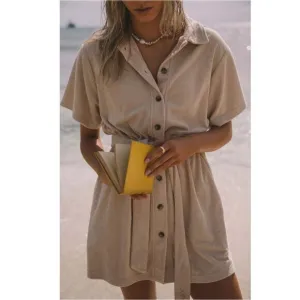 Araminta James Terry Towelling Dress In Biscuit