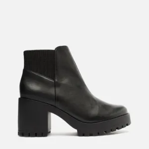 Arezzo Black Leather Block Heel Boots