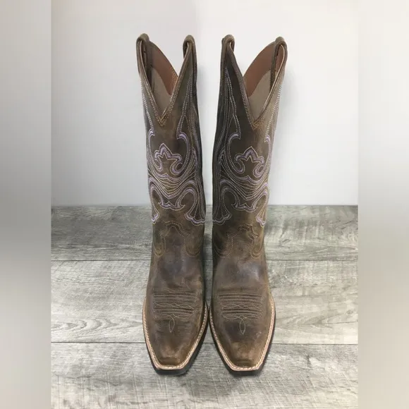 Ariat 10011953 Round Up D Toe Brown Leather Cowgirl Western Women's Boots 6.5