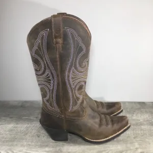 Ariat 10011953 Round Up D Toe Brown Leather Cowgirl Western Women's Boots 6.5
