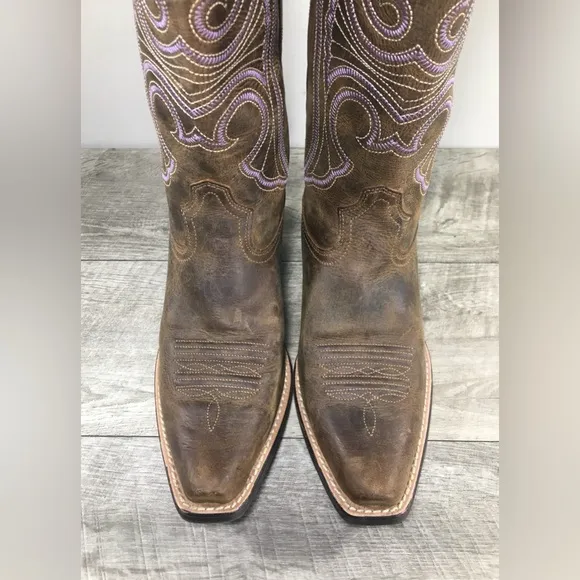 Ariat 10011953 Round Up D Toe Brown Leather Cowgirl Western Women's Boots 6.5