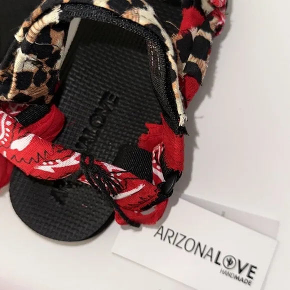 Arizona Love *Trekky* sandals leopard w red bandana 37 6.5/7 US