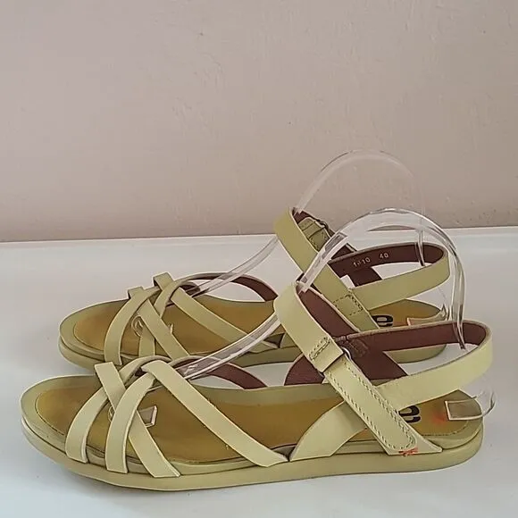 Art Metropolitan Larissa Comfort Flat Sandals Wheat Light Yellow Leather EU 40
