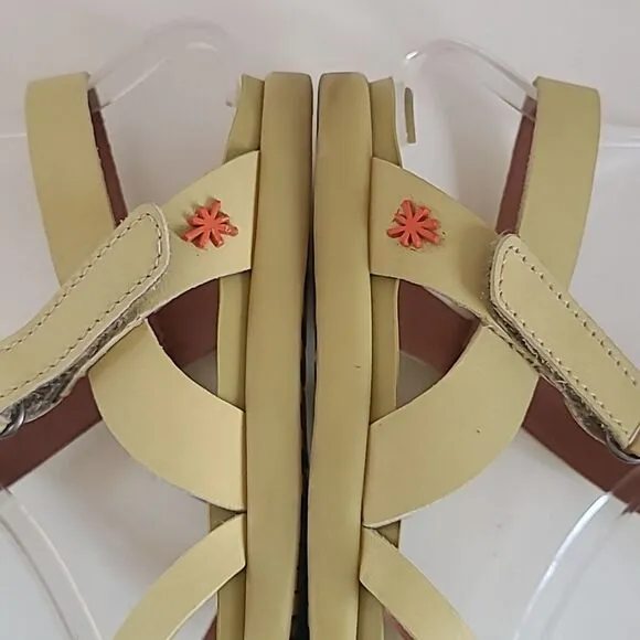 Art Metropolitan Larissa Comfort Flat Sandals Wheat Light Yellow Leather EU 40