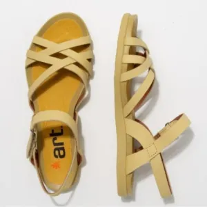 Art Metropolitan Larissa Comfort Flat Sandals Wheat Light Yellow Leather EU 40