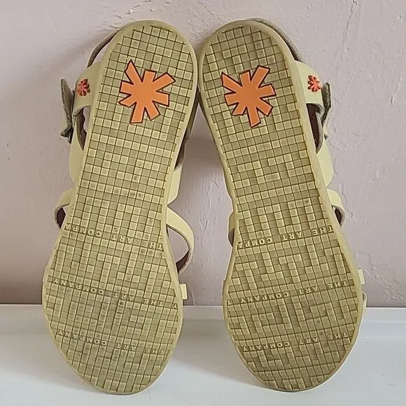 Art Metropolitan Larissa Comfort Flat Sandals Wheat Light Yellow Leather EU 40