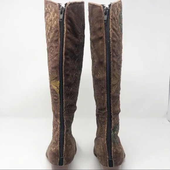 ARTEMIS | Turkish Brown Velvet Embroidered Boots