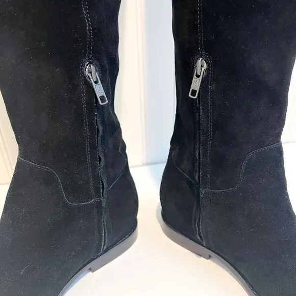 ASH Jess Black Suede Knee-High Tall Classic Designer Low Heel Boots 37