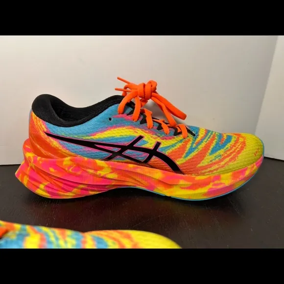 Asics Novablast 3 Running Shoes Sneakers Aquarium Vibrant/Yellow Pink Mens 9.5