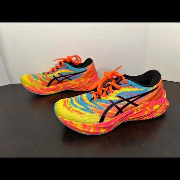 Asics Novablast 3 Running Shoes Sneakers Aquarium Vibrant/Yellow Pink Mens 9.5