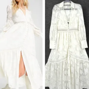Asos Design Cream Burnout Lace Midi Dress 2 Cottagecore Prairie Boho Coachella