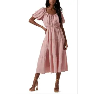 Astr The Label Pink Tiered Dress - Size Large