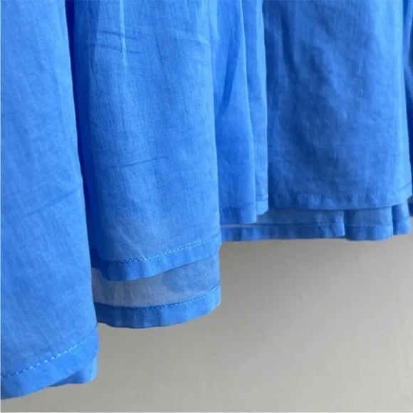 ATM Anthony Thomas Melillo Cotton V-Neck Mini Dress Sky Blue 3/4 Sleeve S $330