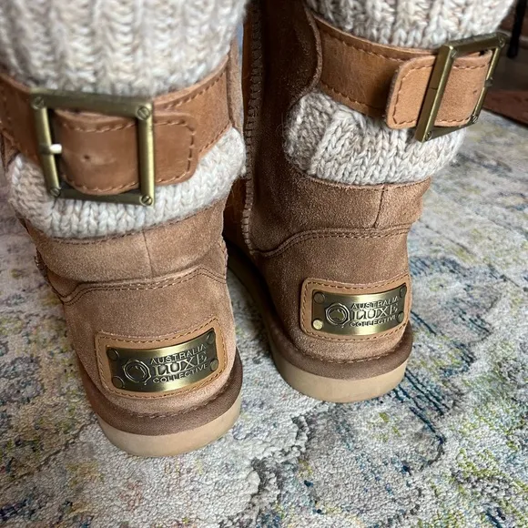 Australia Luxe Collective Luxury Spartan Knit Short Sheepskin Chestnut Boot 8