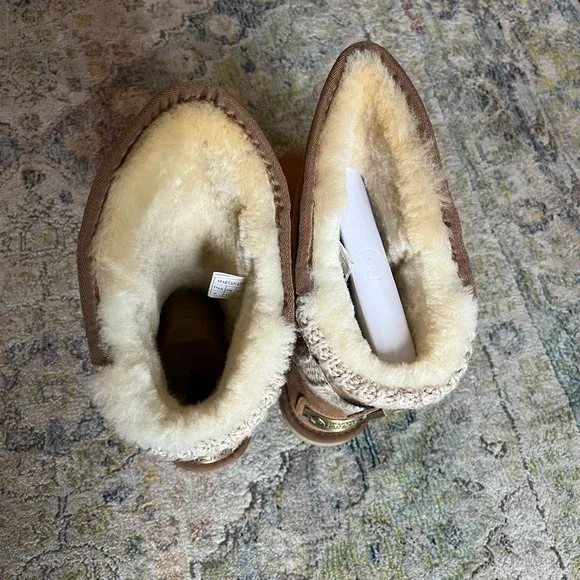 Australia Luxe Collective Luxury Spartan Knit Short Sheepskin Chestnut Boot 8