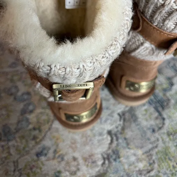 Australia Luxe Collective Luxury Spartan Knit Short Sheepskin Chestnut Boot 8