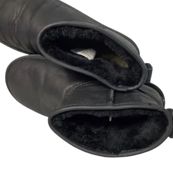 Australia Luxe Collective Short Black Sheepskin Lined Leather Ankle Boots 10.
