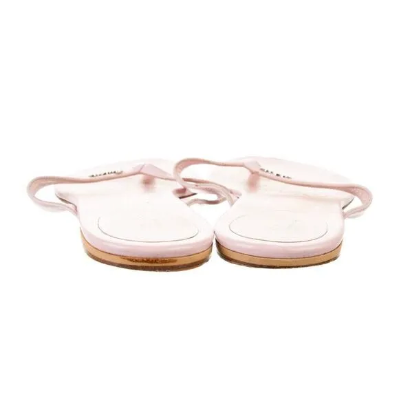 Authentic GUCCI Pink Leather Thong Sandals Flip Flops Size EU 36.5