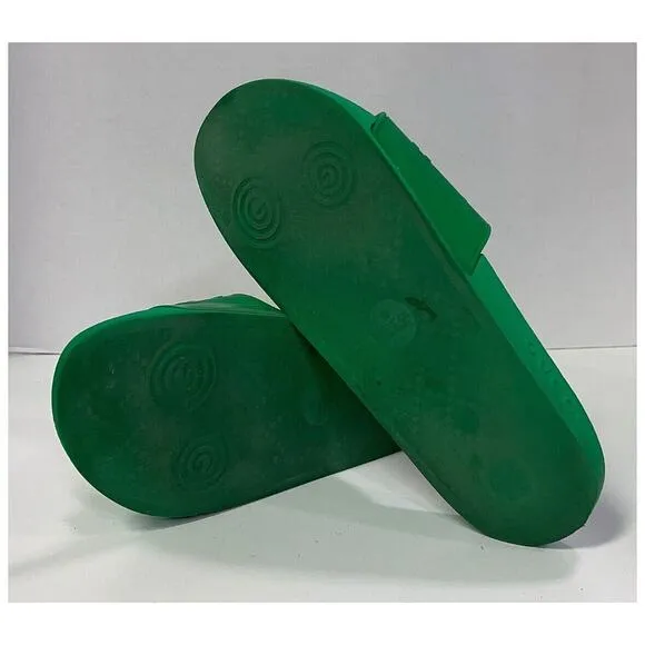 Authentic Gucci Unisex Green Rubber Slide Sandals Size US Women 10/Men 8