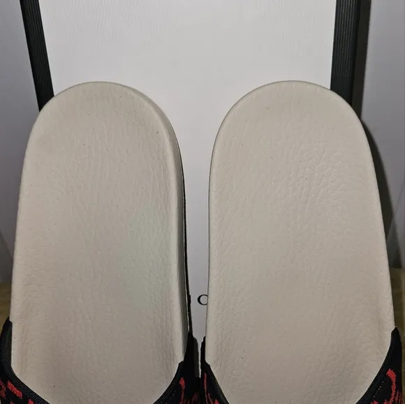 Authentic Gucci Women's Black and Red Slide Sandals