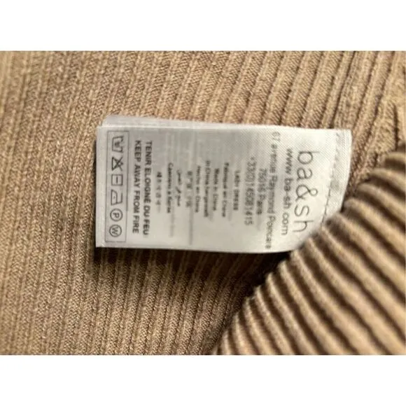Ba&amp;sh Kai Ribbed Knit Mini Dress in Biege NWT Size Medium