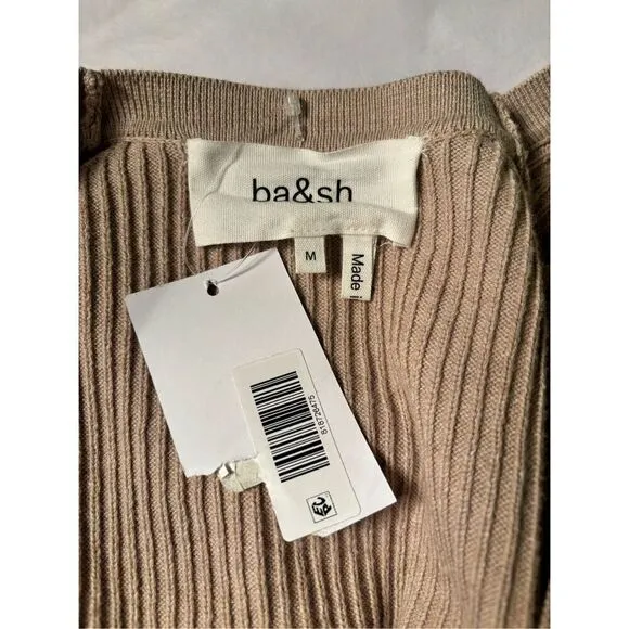 Ba&amp;sh Kai Ribbed Knit Mini Dress in Biege NWT Size Medium