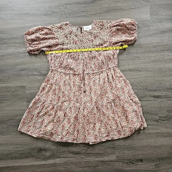 ba&amp;sh Pink Beige Iris Short Floral Dress Size Small