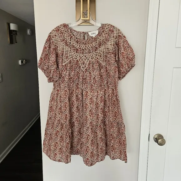 ba&amp;sh Pink Beige Iris Short Floral Dress Size Small
