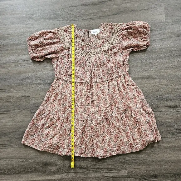 ba&amp;sh Pink Beige Iris Short Floral Dress Size Small