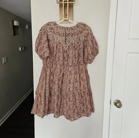 ba&amp;sh Pink Beige Iris Short Floral Dress Size Small