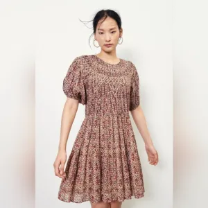 ba&amp;sh Pink Beige Iris Short Floral Dress Size Small