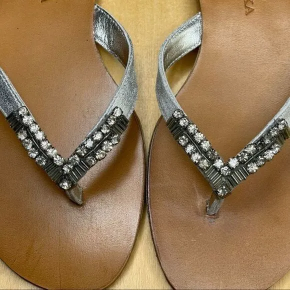 Badgley Mischa Alee Sandals in silver metallic leather with embellished straps