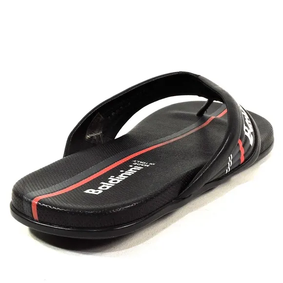 BALDININI 🇮🇹 MEN'S BLACK SOFT LEATHER COMFORT FLAT SUMMER SANDALS